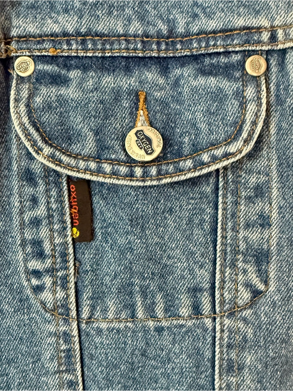 Vintage 90s Women’s Oxygen Denim Vest Zip Up Fitted Sleeveless Top XL - Picture 10 of 15
